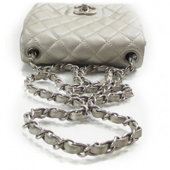 Chanel Metallic Lambskin Quilted Mini Square Flap Silver 5 of 12