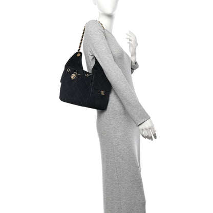 Chanel Suede Quilted Small Chanel 25 Handbag Black 2 of 11