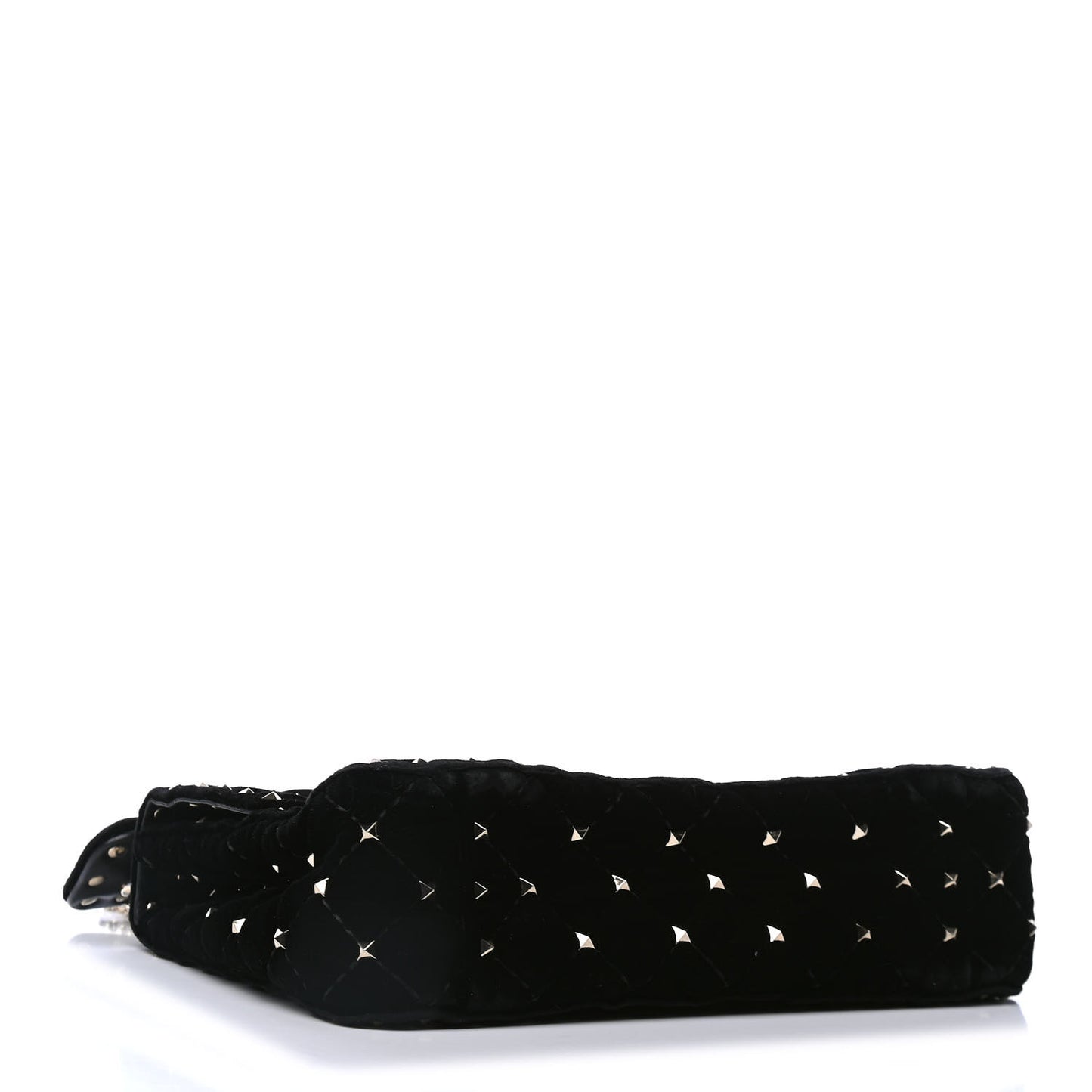 Velvet Medium Rockstud Spike Shoulder Bag Black