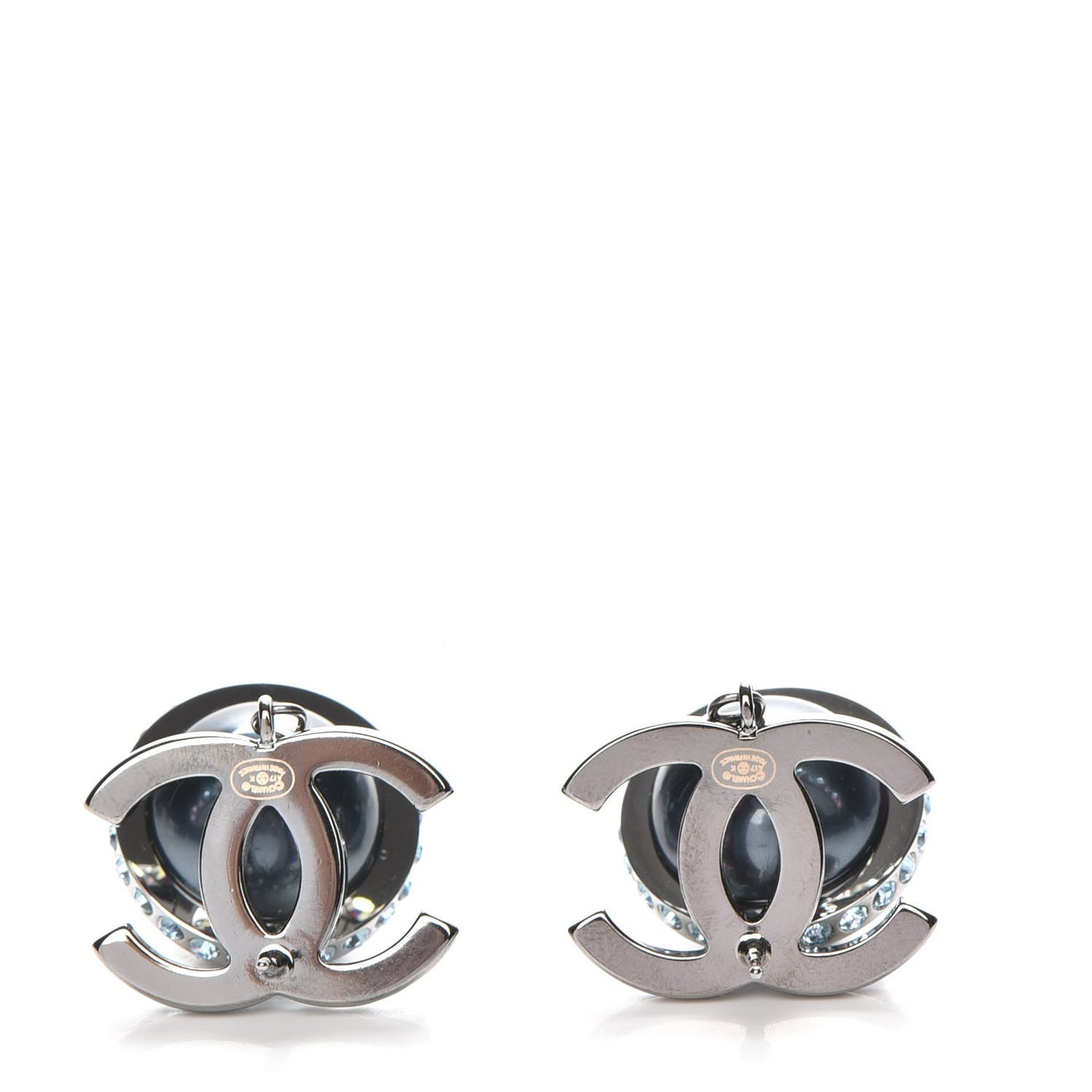 Iridescent Crystal Bead CC Drop Earrings Black