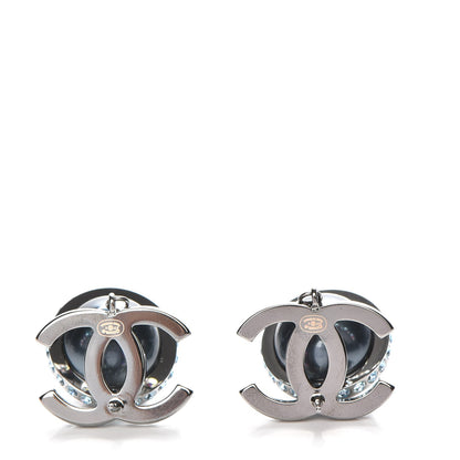 Chanel Iridescent Crystal Bead CC Drop Earrings Black 3 of 5