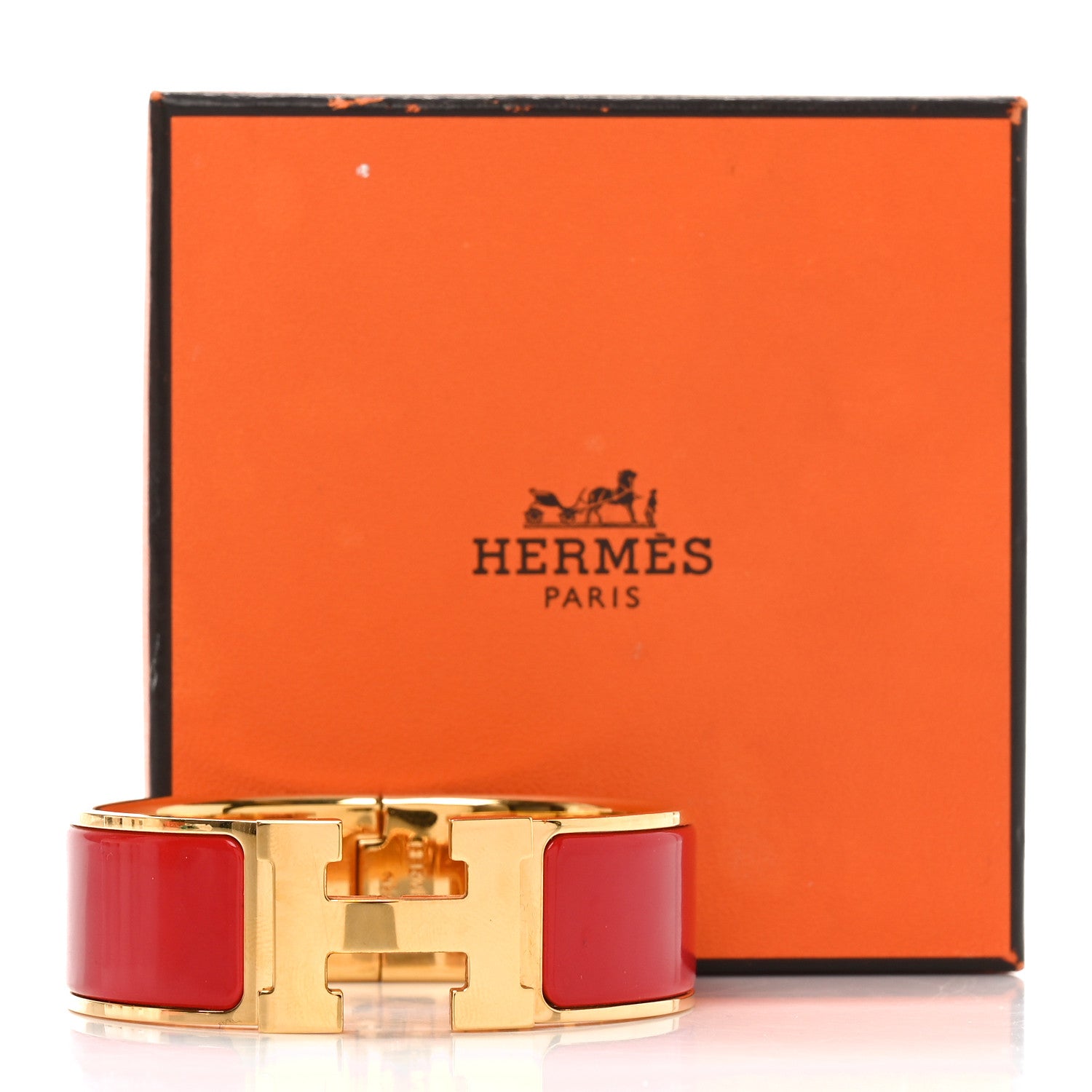 Hermes Enamel Wide Clic Clac H Bracelet GM Red 5 of 5