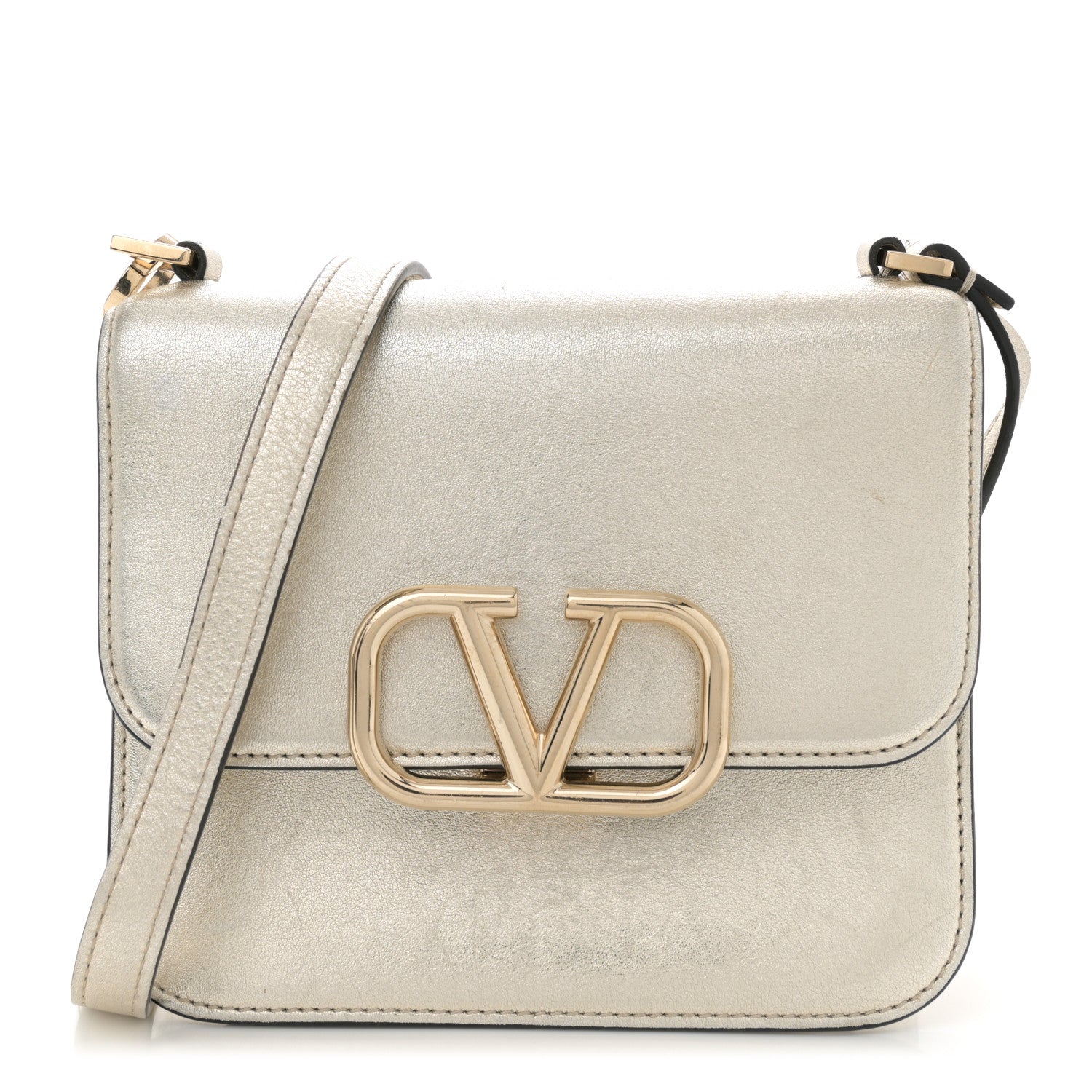Valentino Garavani Metallic Calfskin Small VSling Shoulder Bag Gold 1 of 14