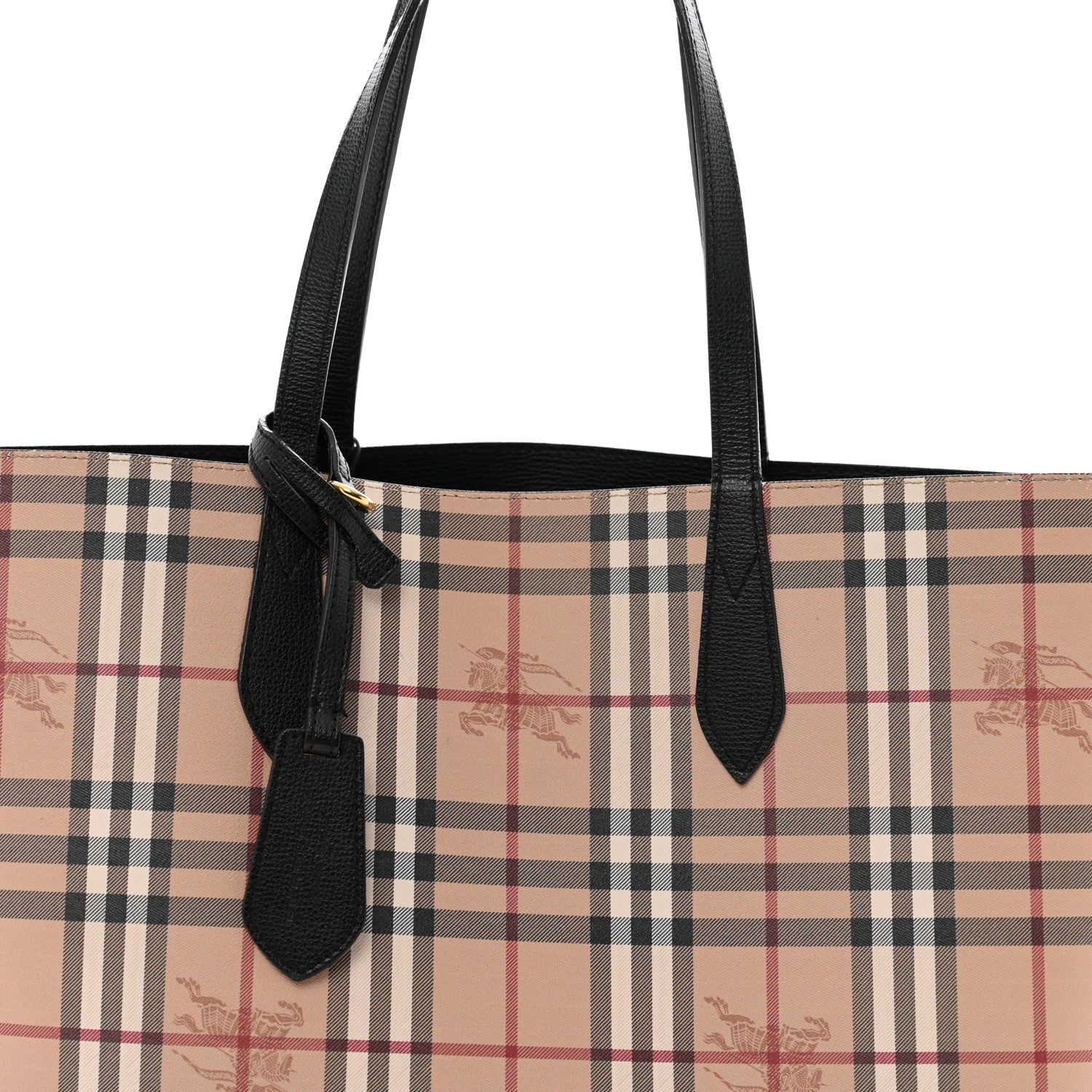 Burberry Grainy Calfskin Haymarket Check Medium Reversible Tote Black 7 of 12