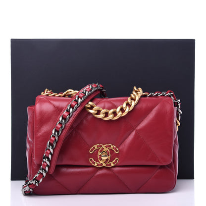 Chanel Goatskin Quilted Medium Chanel 19 Flap Red 11 of 11
