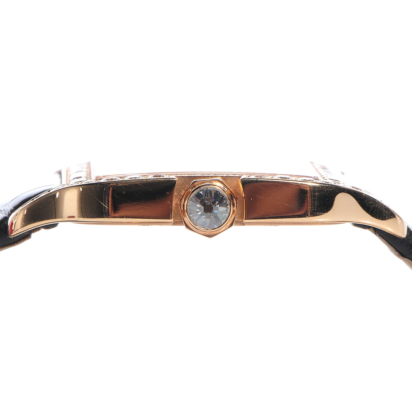 18K Pink Gold Alligator Diamond Bezel 30mm Santos Dumont Quartz Watch