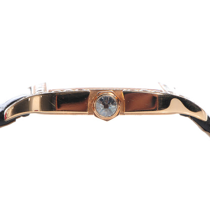 Cartier 18K Pink Gold Alligator Diamond Bezel 30mm Santos Dumont Quartz Watch 7 of 9