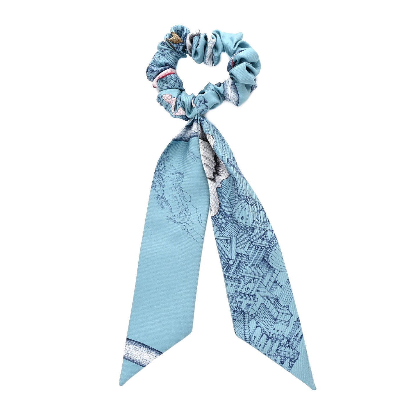 Silk Twilly Scrunchie Blue