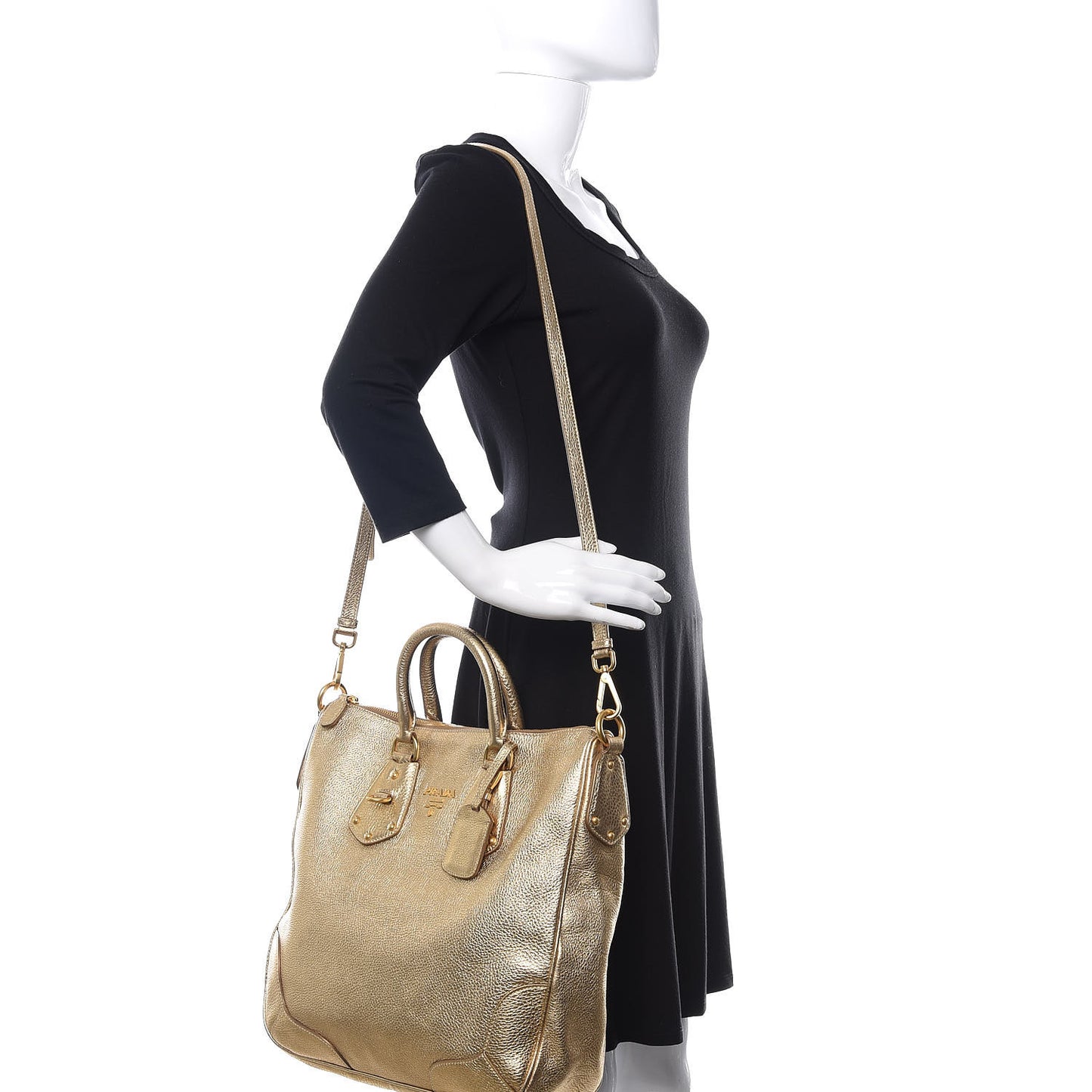 Metallic Vitello Daino Tote Platino