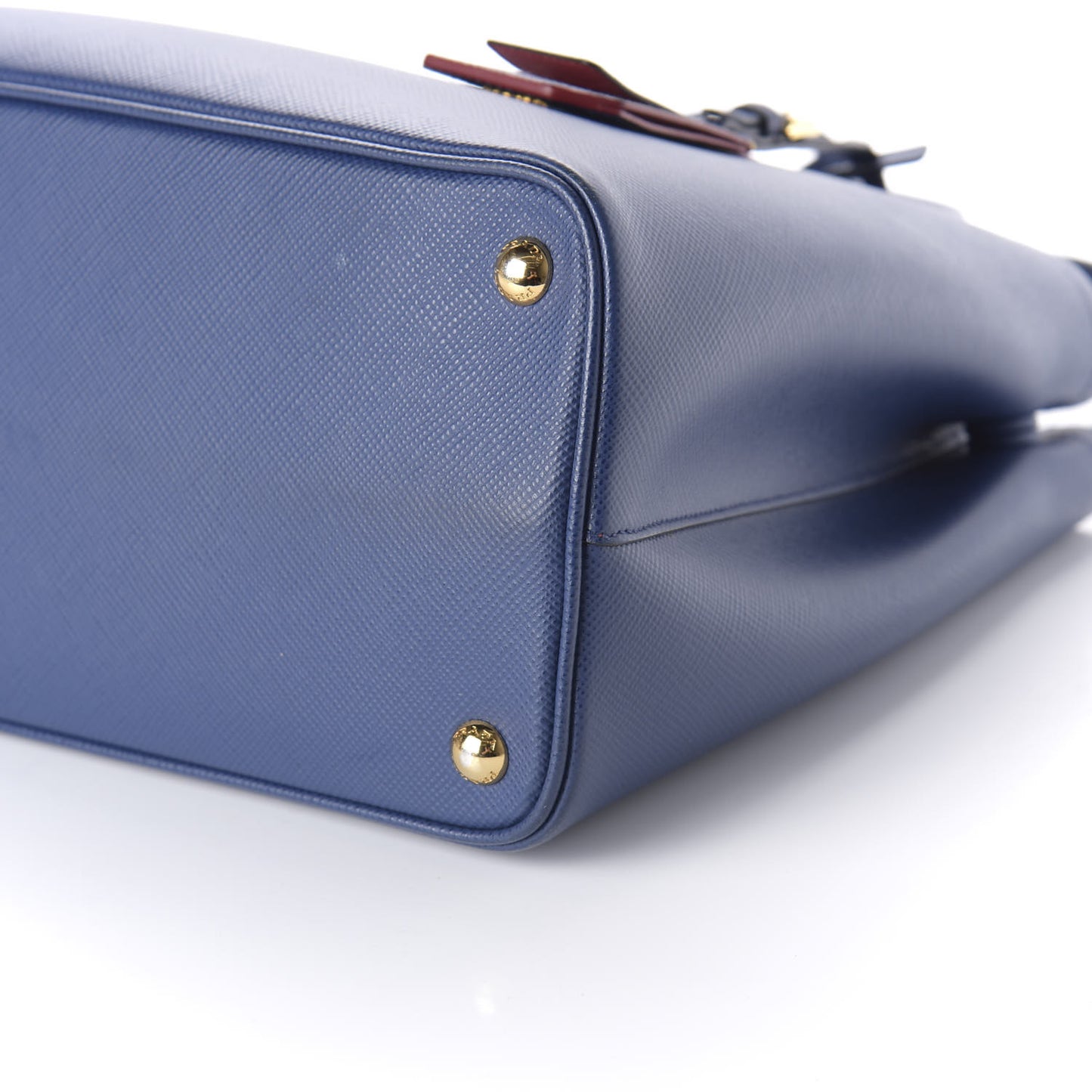 Saffiano Cuir Small Double Bag Ink Blue Fire Engine Red