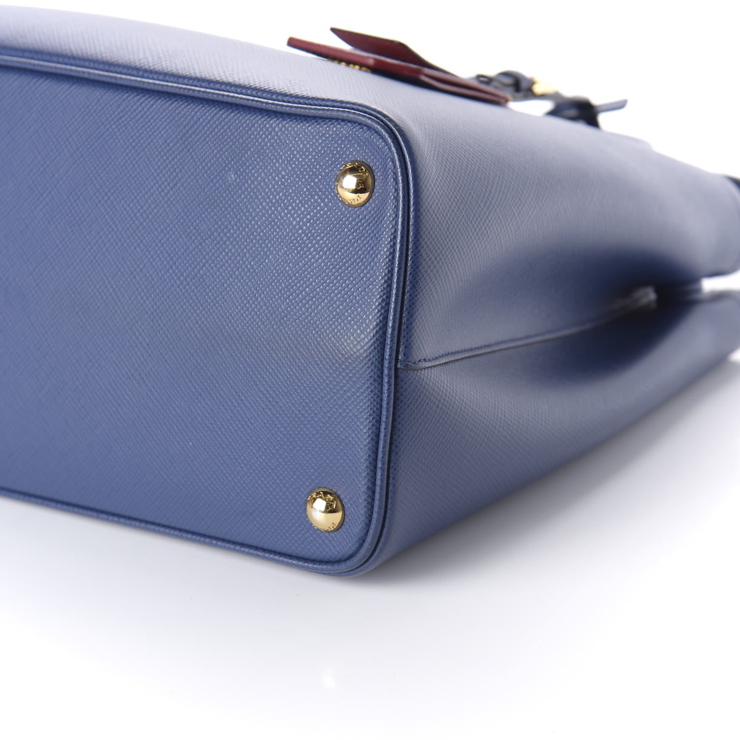 Prada Saffiano Cuir Small Double Bag Ink Blue Fire Engine Red 7 of 9