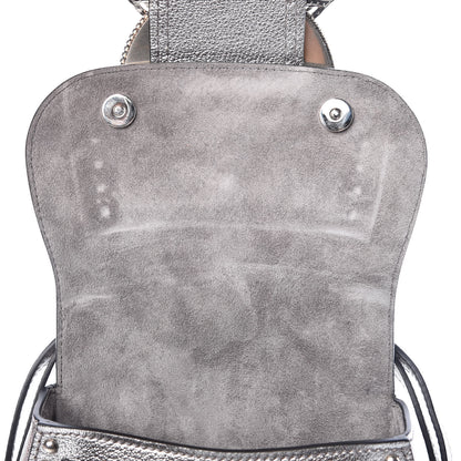 Miu Miu Goatskin Madras Soft Calfskin Crystal Embellished Dahlia Shoulder Bag Chrome 15 of 16