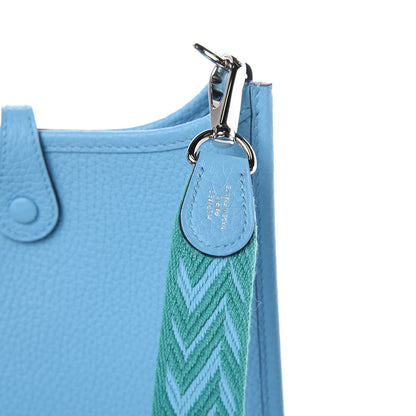 Hermes Taurillon Clemence Amazone Evelyne TPM Bleu Du Nord Vert Verone 8 of 9