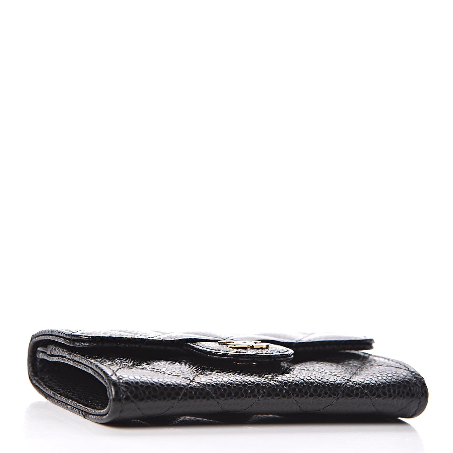 Caviar Quilted Flap Card Holder Black