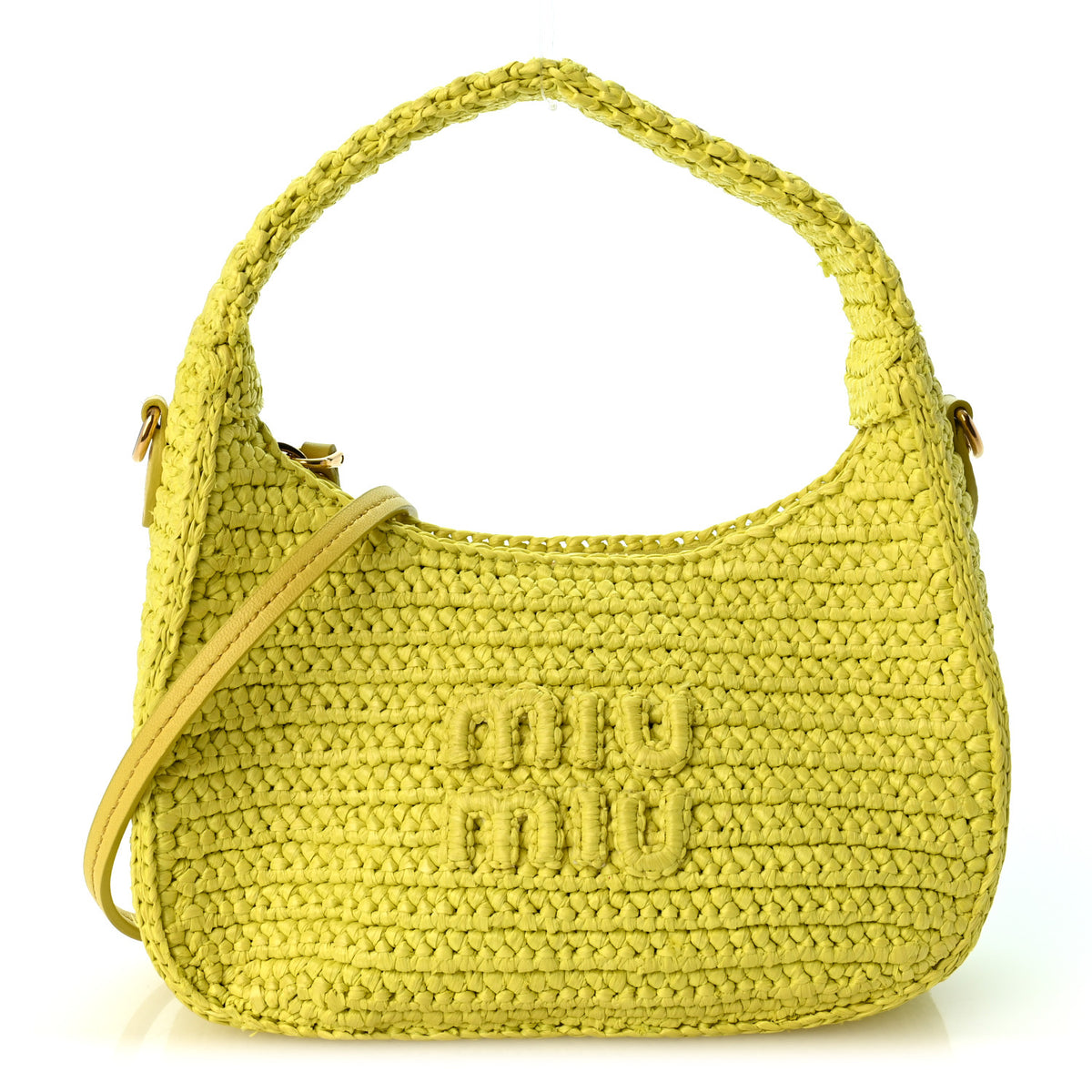 Miu Miu Crochet Mini Wander Hobo Citrus Yellow 1 of 9
