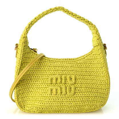 Miu Miu Crochet Mini Wander Hobo Citrus Yellow 1 of 9