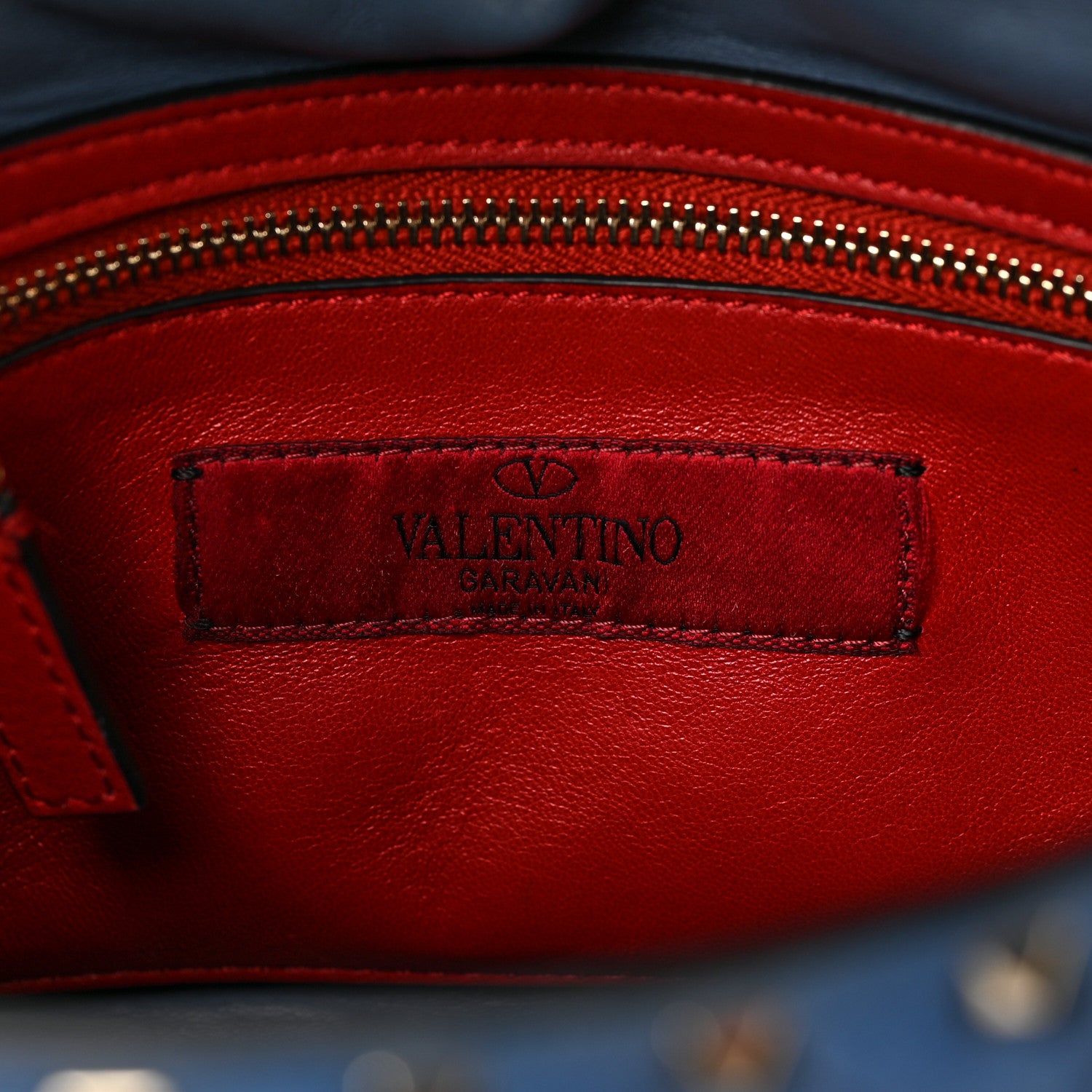 Valentino Garavani Suede Medium Rockstud Spike Shoulder Bag Blue 6 of 8