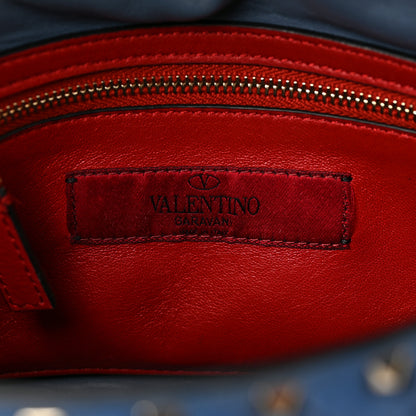 Valentino Garavani Suede Medium Rockstud Spike Shoulder Bag Blue 6 of 8