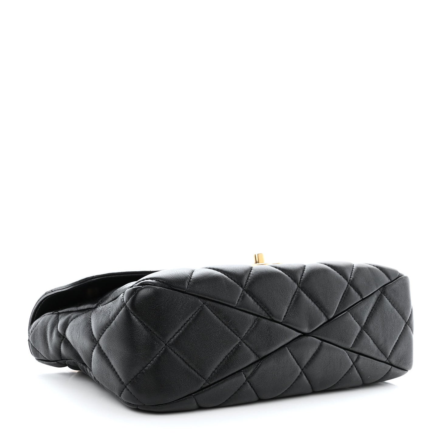 Lambskin Quilted Top Handle Flap Black