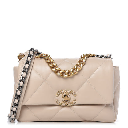 Chanel Goatskin Quilted Medium 19 Flap Beige 1 of 10