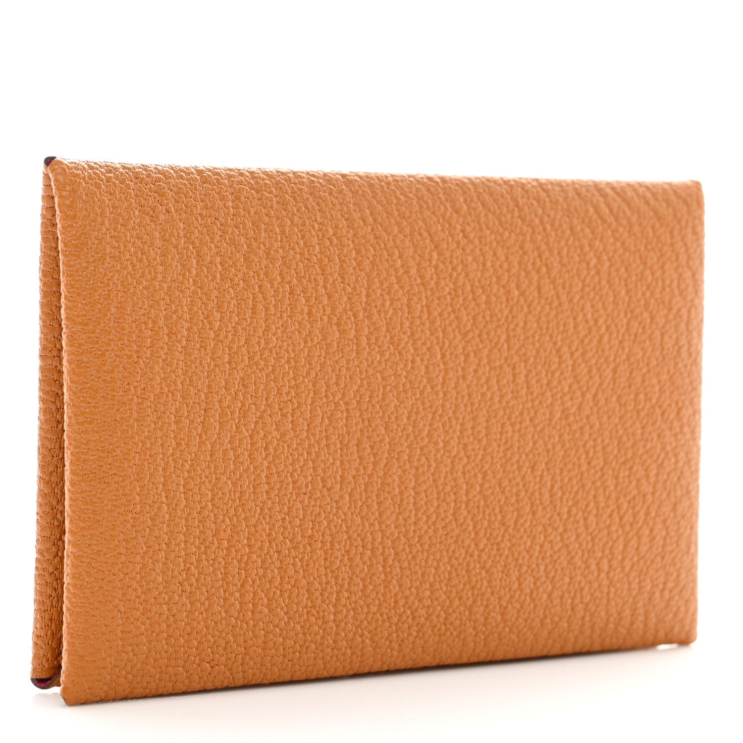 Hermes Chevre Mysore Verso Calvi Card Case Caramel Rose Shocking 3 of 8