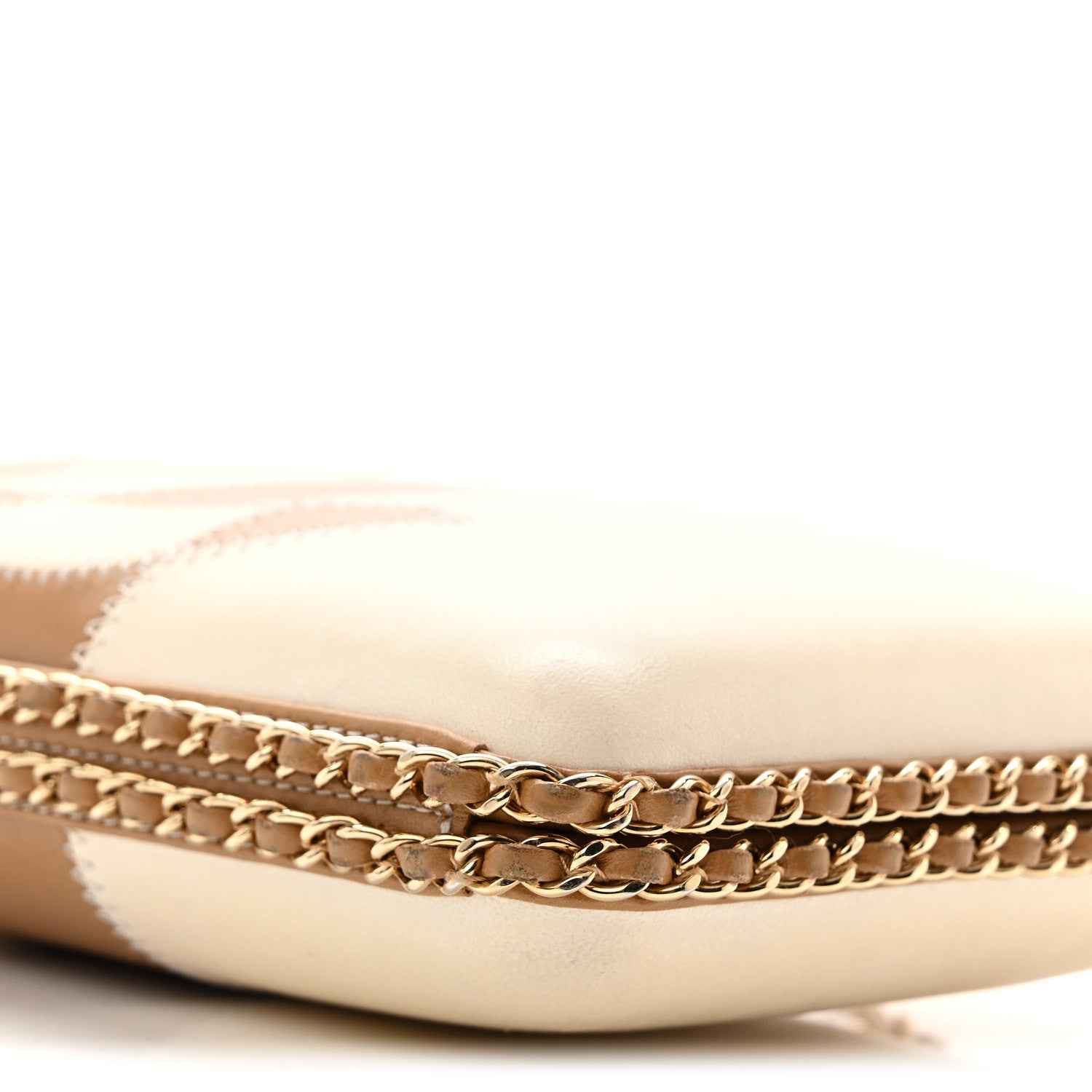Chanel Lambskin CC Stitch Chain Around Clutch  Beige White 10 of 13