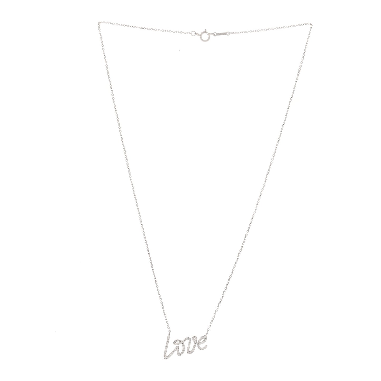 18K White Gold Diamond Paloma's Graffiti Love Pendant Necklace
