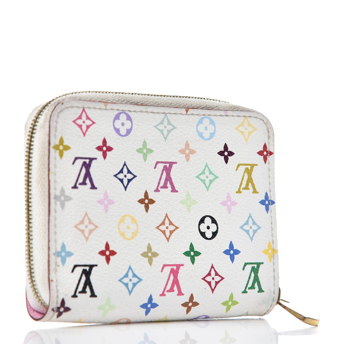 Monogram Multicolor Zippy Coin Purse Wallet White Litchi