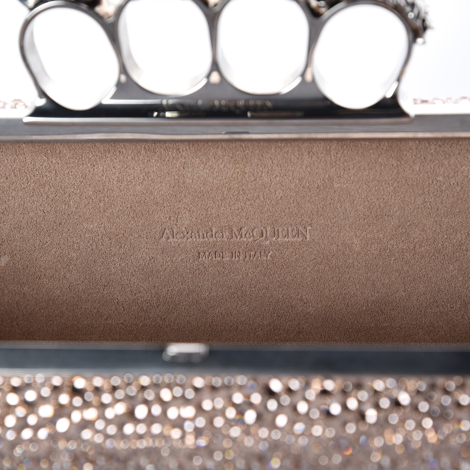 Alexander McQueen Swarovski Crystal Skull Knuckle Box Clutch Nude 6 of 6