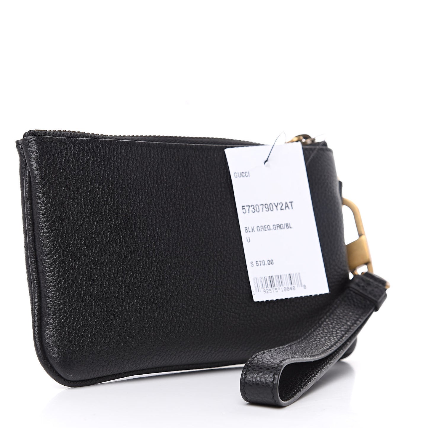 Grained Calfskin Logo Wristlet Black