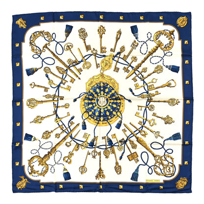 Hermes Silk Keys Les Cles Scarf 90 Bleu 1 of 3