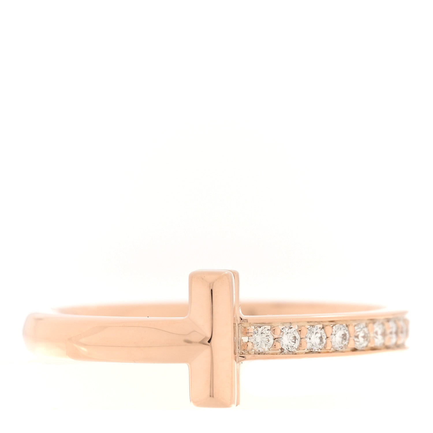 Tiffany 18K Rose Gold Diamond 2.5mm T T1 Ring 54 7 1 of 5