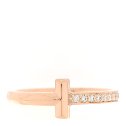 Tiffany 18K Rose Gold Diamond 2.5mm T T1 Ring 54 7 1 of 5