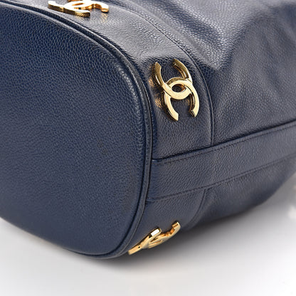 Chanel Caviar CC Drawstring Shoulder Bag Blue 11 of 12
