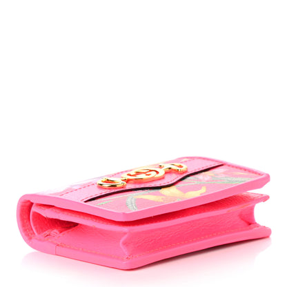 Gucci Calfskin Flora Print Zumi Card Case Wallet Pink 4 of 8