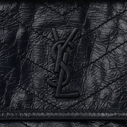 Saint Laurent Crinkled Calfskin Matelasse Monogram Baby Niki Chain Satchel Navy 7 of 9