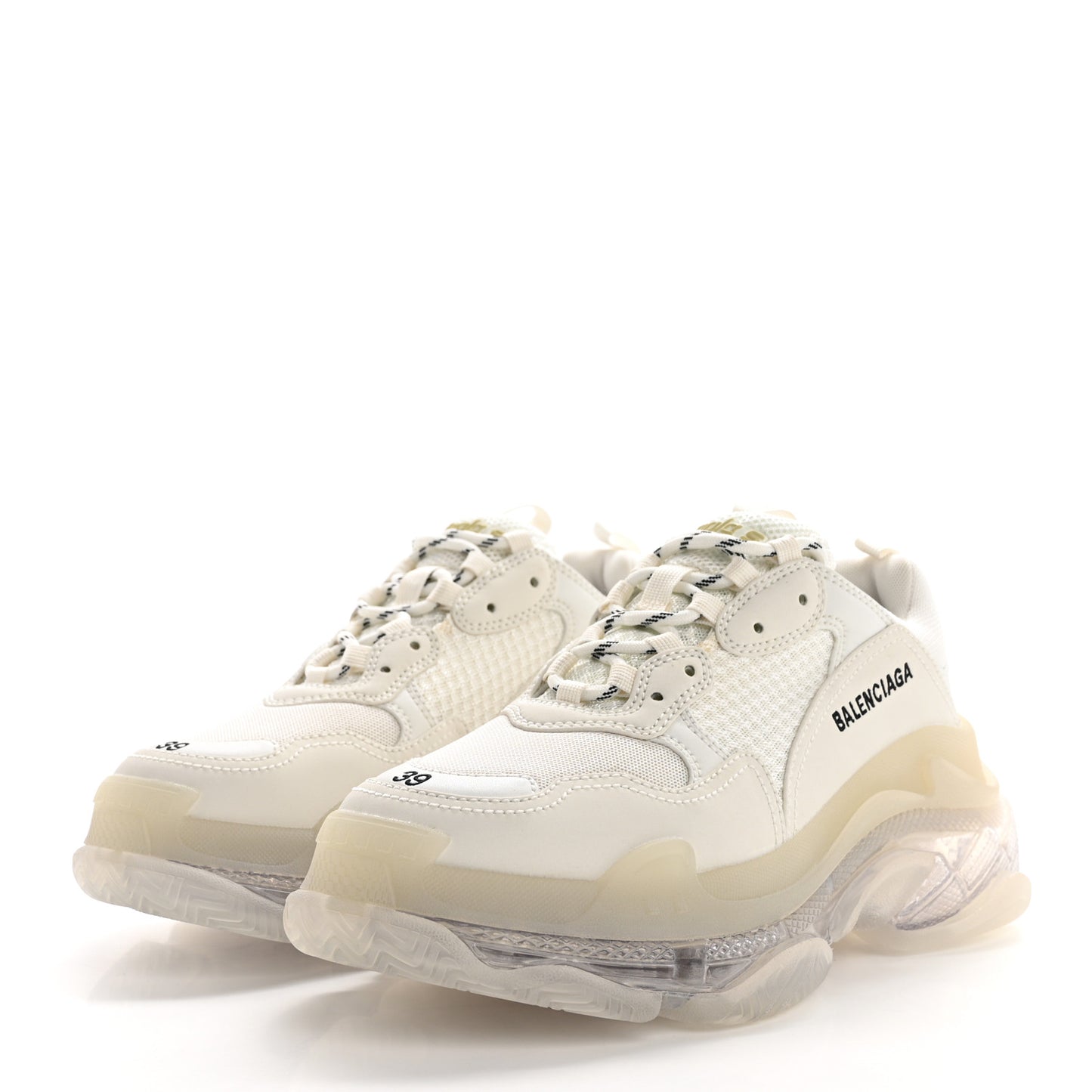 Fabric Mesh Clear Sole Womens Triple S Sneakers 40 White