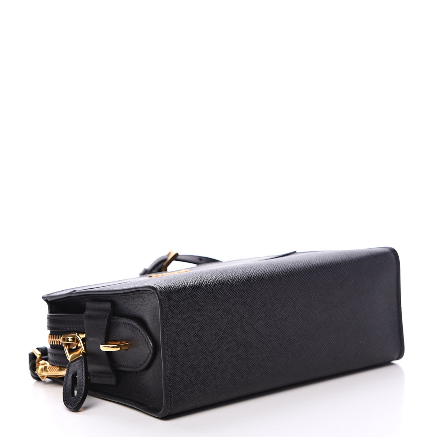 Saffiano City Calfskin Esplanade Crossbody Bag Black