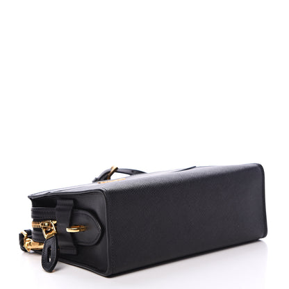 Prada Saffiano City Calfskin Esplanade Crossbody Bag Black 3 of 9