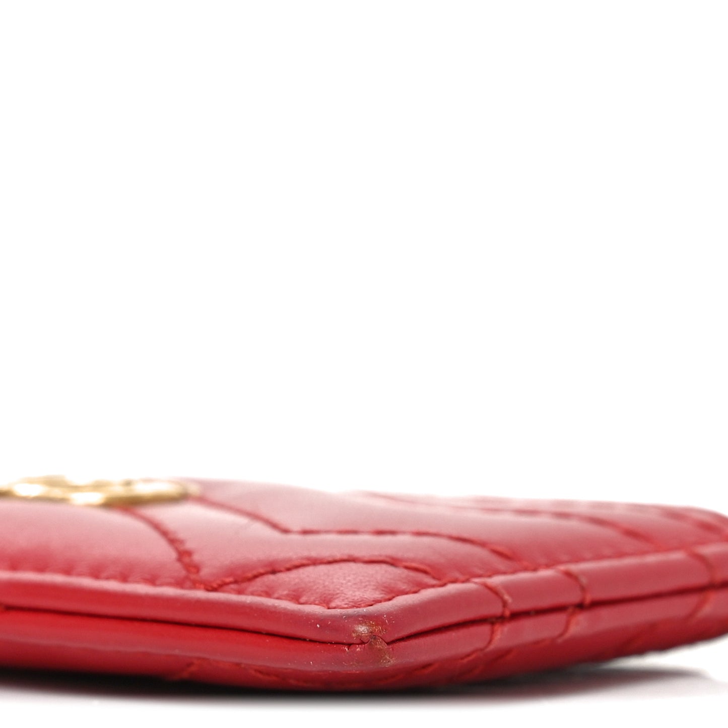 Calfskin Matelasse GG Marmont Card Holder Hibiscus Red
