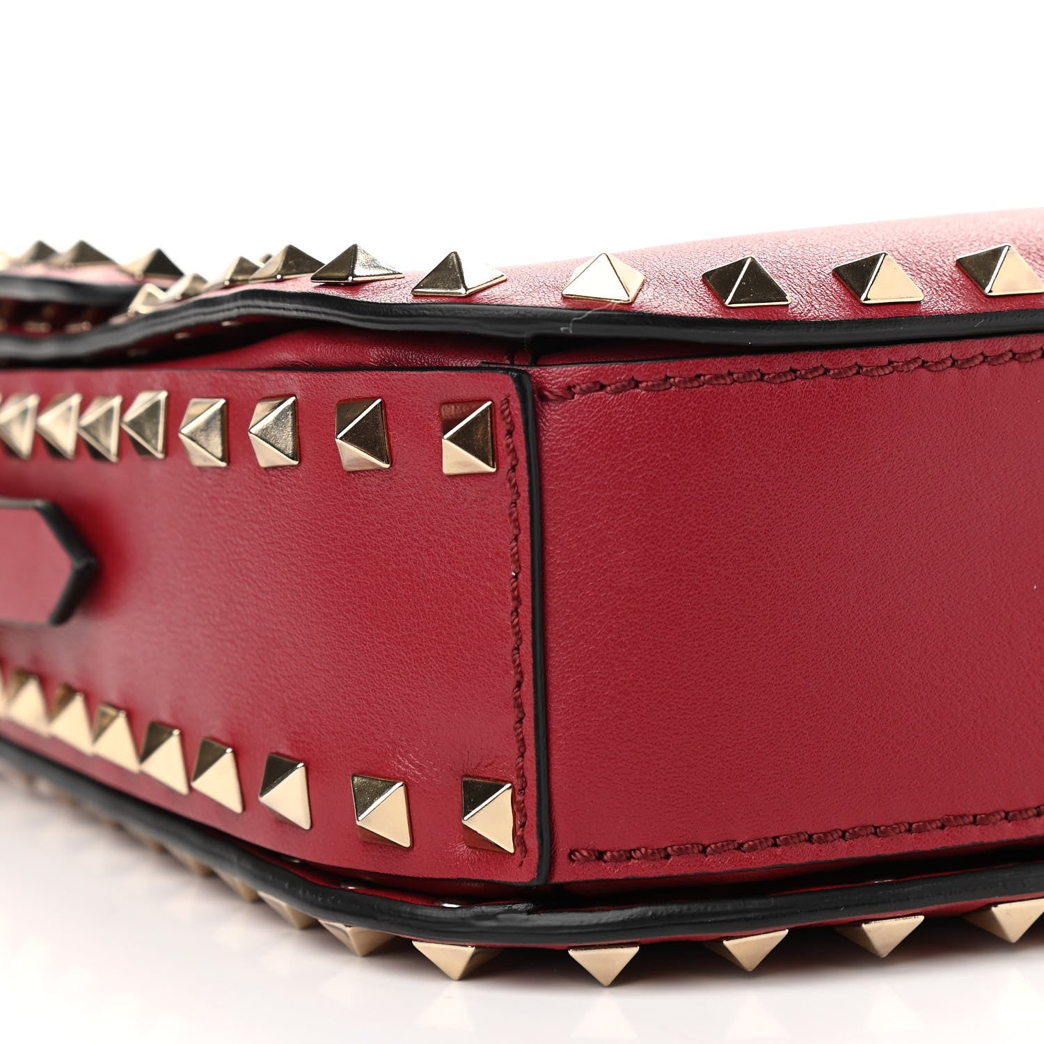 Valentino Garavani Vitello Medium Rockstud Flap Saddle Bag Scarlet 9 of 10