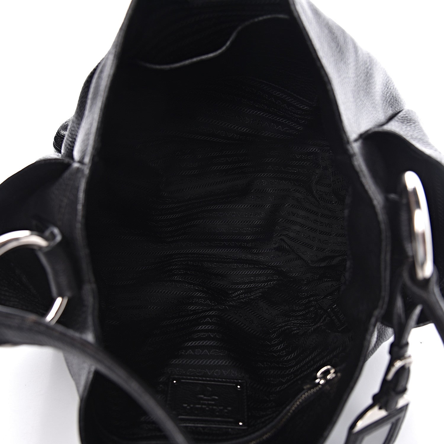 Prada Vitello Daino Side Pocket Hobo Black 5 of 17
