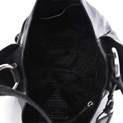 Prada Vitello Daino Side Pocket Hobo Black 5 of 17