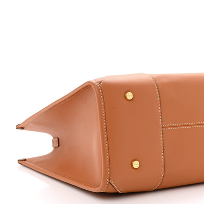 MCM Calfskin Logo Large Tote Cognac 9 of 10