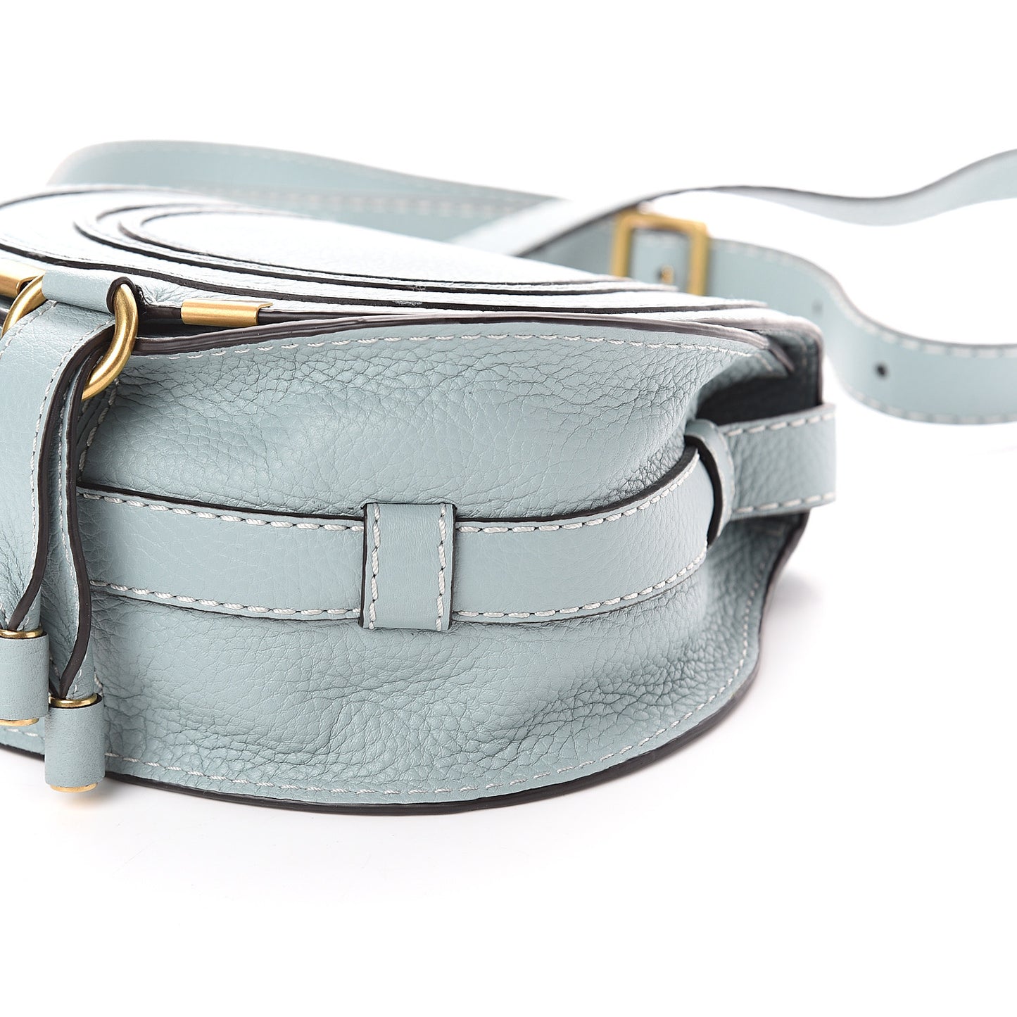 Calfskin Mini Marcie Round Crossbody Bag Faded Blue
