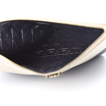 Chanel Metallic Goatskin Lambskin Medium Boy Cosmetic Case Black Gold 5 of 10