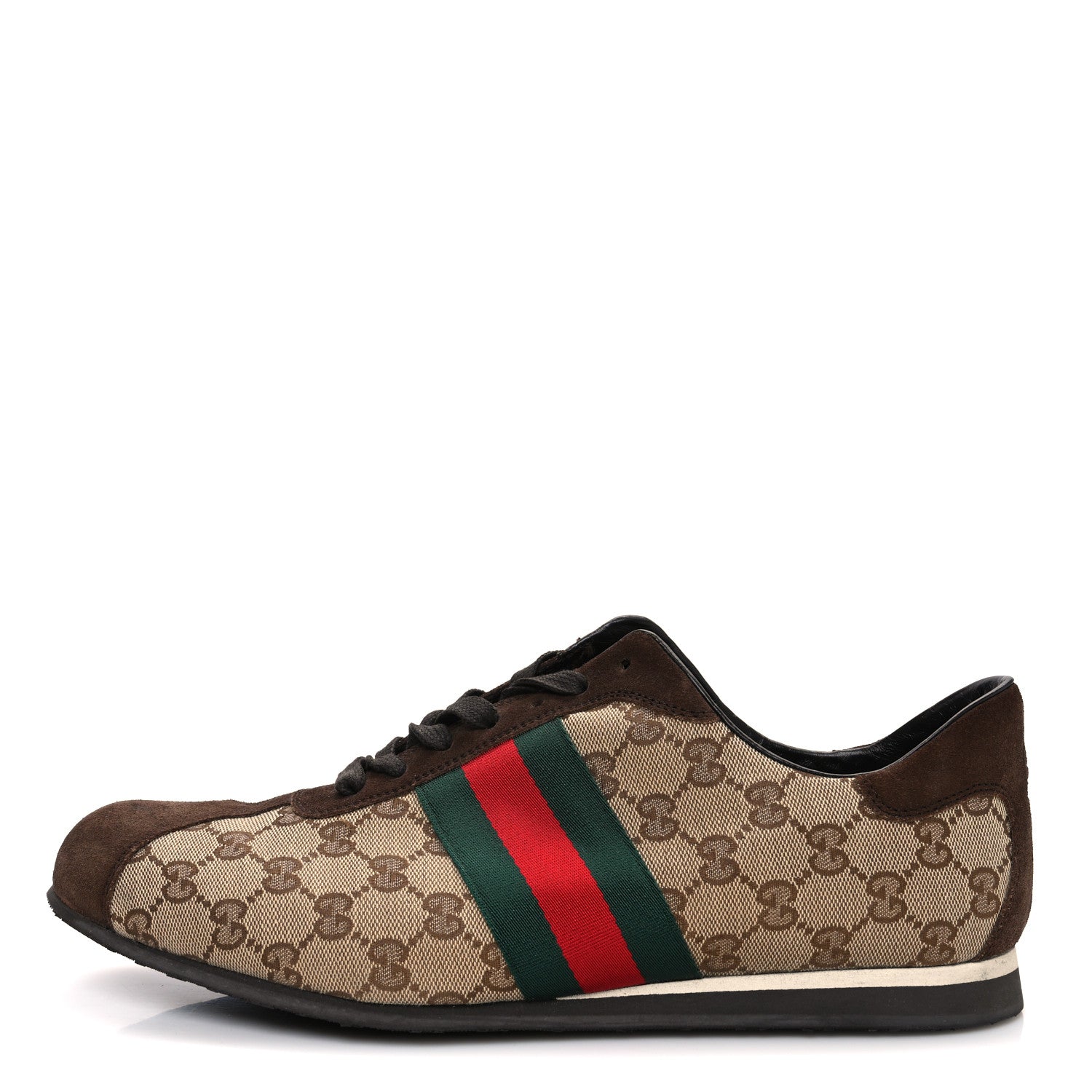 Gucci GG Monogram Suede Vintage Web Mens Sneakers 10.5 Dark Chestnut 1 of 11