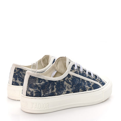 Christian Dior Denim Brocart Embroidered Walk'N'Dior Low Top Sneakers 37 Duck Blue 4 of 9