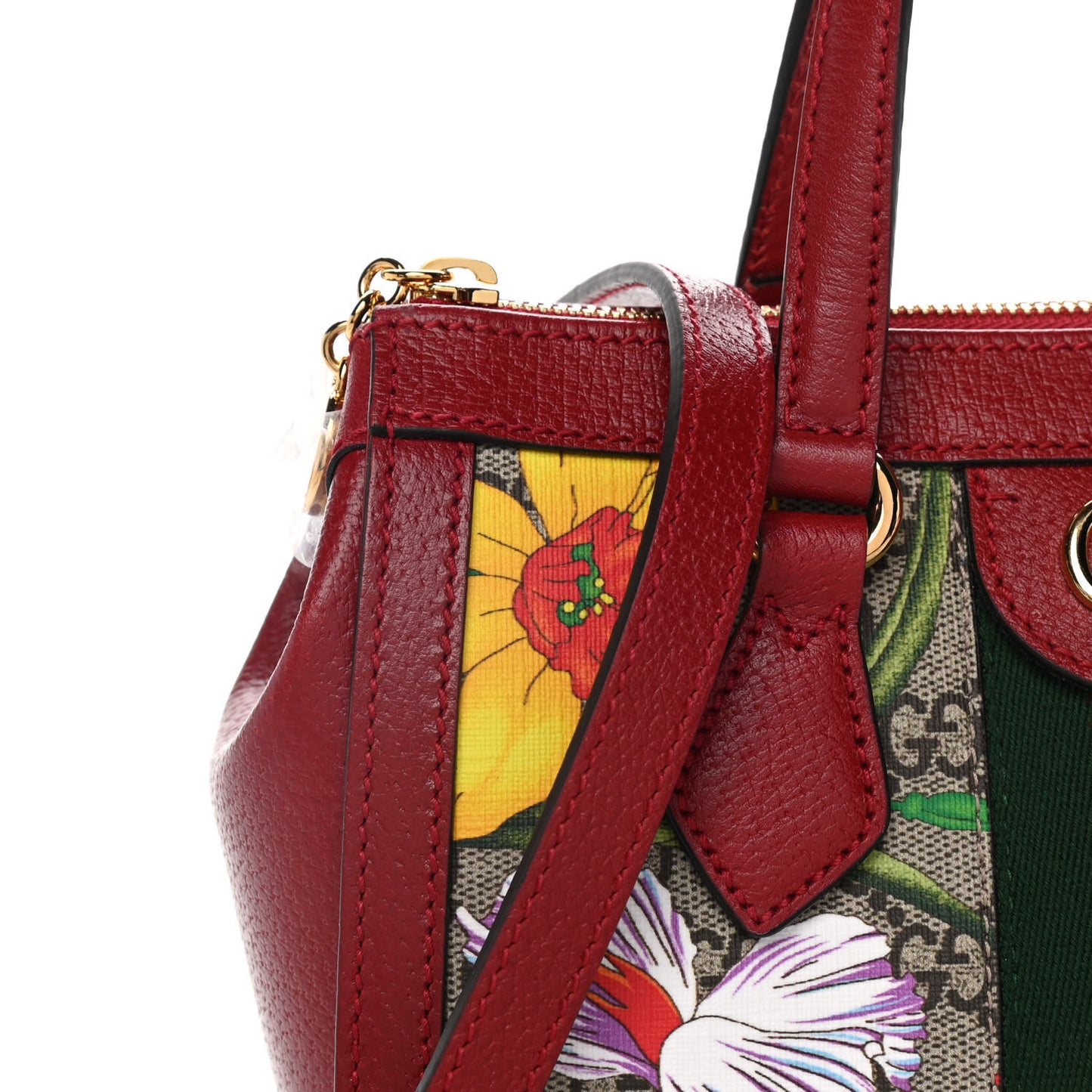 GG Supreme Monogram Flora Web Small Ophidia Tote Bag Red