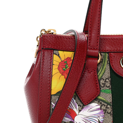 Gucci GG Supreme Monogram Flora Web Small Ophidia Tote Bag Red 9 of 14